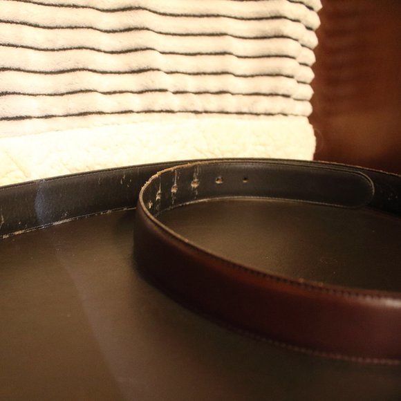 MENS LEATHER BELT W/SPLIT COWHIDE ON MELLOW ROUND - Picture 2 of 8